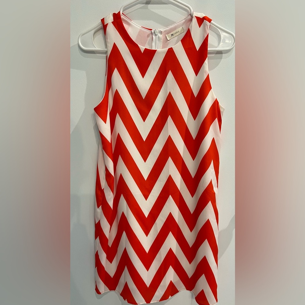 Orange and White Chevron Sleeveless Dress